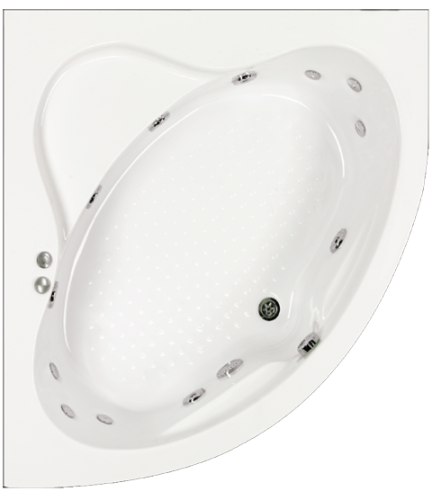 Eckwanne Whirlpool Eck-badewanne 120x120 + Whirlpool / Massagesystem 6 Backjets + 6 Seitenjets + Füsse
