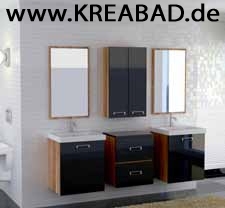 Badmöbel, Unterschrank Waschbecken Spiegelschrank Krea-Maas + Seitenschrank