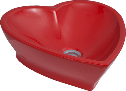Aufsatzwaschbecken Herzform Farbe Rot
