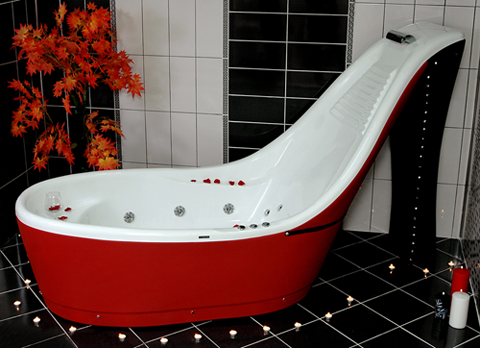 Freistehende Badewanne High Heel Wanne Badewanne 210x90 Damenschuh Bad + Füsse + Schürze