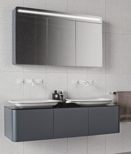 Badezimmer Badmöbel Set Unterschrank + Spiegelschrank Bond 140 Antrazit