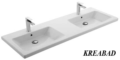 Doppelwaschbecken Doppelaufsatzwaschtisch Doppel Handwaschbecken Aufsatzwaschtisch 140x50cm Krea