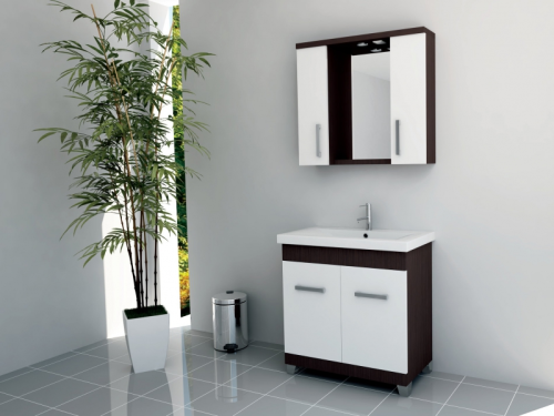 Badmöbel Set Unterschrank + Waschbecken +Spiegelschrank Image 80cm