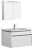Idea Badmöbel Set mit Waschtisch 90cm und Spiegelschrank Badmöbel Set in Weiß Glänzend