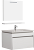 Badmöbel Set 90cm mit Waschtisch und Wandspiegel mit Ablage Badmöbel Set in Weiß Glänzend IDEA