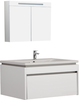 Idea Badmöbel Set 110cm mit Waschtisch und Spiegelschrank 100cm Breit Weiß Glänzend