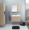 Badmöbel Set Duden 60x45 Unterschrank + Waschbecken mit Spiegelschrank Eiche