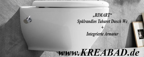 Spülrandlos Randlos Taharet wc + Warm &amp; Kalt Integrierte Armatur + Soft Close Wc sitz Rimart