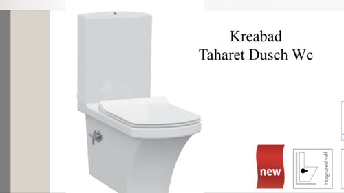 Taharet Dusch Wc Stand Wc mit Intergrierter Armatur + Soft Close Wc Sitz und Keramik Spülkasten Krea