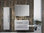 Badmöbel 90x51cm Badmöbel Schrank Unterschrank + Keramik Waschbecken Spiegelschrank + Seitenschrank