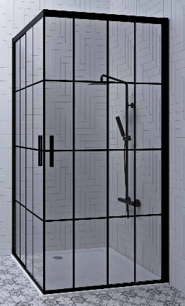 Duschkabine 75x75 Eckdusche Schiebetür Höhe 180cm Blackline Bocchi