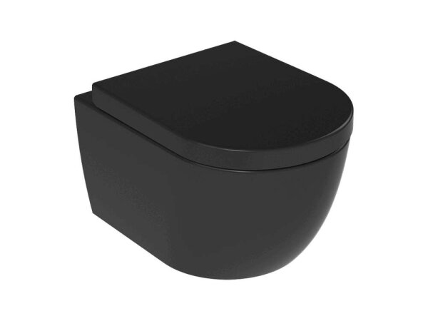 Spülrandlos Taharet Dusch Wc mit Soft Close Wc Sitz Schwarz Matt Deep 54cm