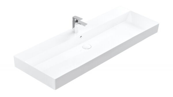 Wandhänge - Aufsatzwaschbecken 100x45 Super Slim mit Hahnloch und Überlauf slim Model: Stance