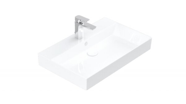Wandhänge - Aufsatzwaschbecken 70x45 Super Slim mit Hahnloch und Überlauf slim 17070