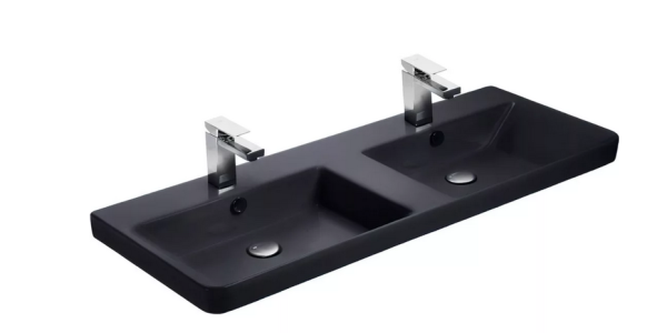 Waschbecken 120x45 Schwarz Matt Luxury
