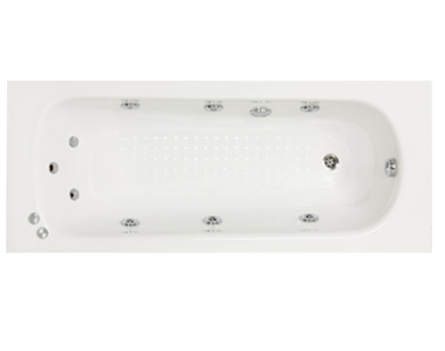 Whirlpool Badewanne 150x70 Rechteckbadewanne + Fußgestell + Schürze 6x Seitliche jets + 3 Rücken Wasserjets Lena