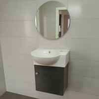 Kreabad Badmöbel Unterschrank mit Keramik Waschbecken 45x28 Plus Anthrazit für Kleine Bäder + Gäste Wc