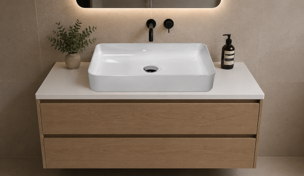 Kreabad Aufsatzwaschbecken 60x38 Aufsatz Waschbecken Waschtisch Keramik