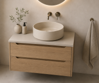 Aufsatzwaschbecken Waschbecken 43cm Rund Beige Matt