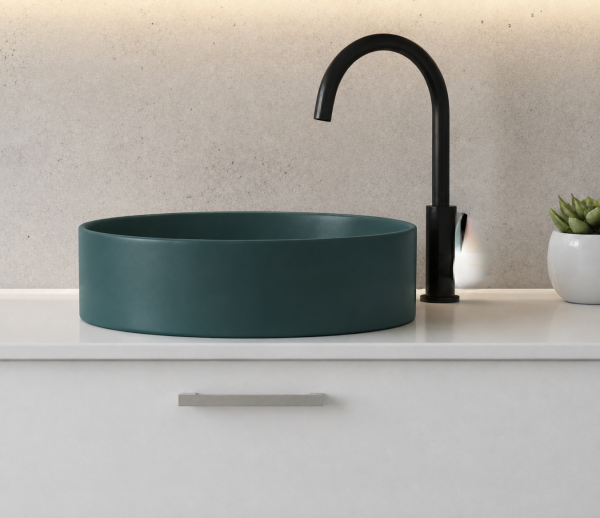 Aufsatzwaschbecken Rund Blaugrün 43cm Keramik Waschbecken