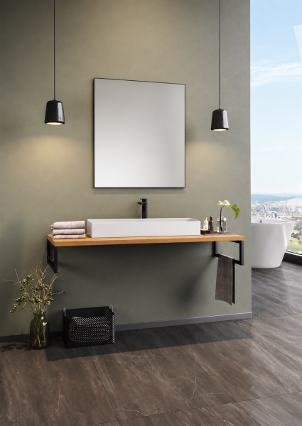 Kestel Balance Weiß 95cm Waschbecken mit Holzkonsole