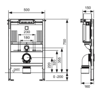 TECEprofil 82cm WC-Modul mit Uni-Spülkasten, Bauhöhe 820 mm