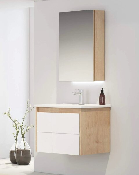 badmöbel Badezimmer Möbel 60x45 Unterschrank mit Waschbecken und Spiegelschrank 60cm 60 Likyam