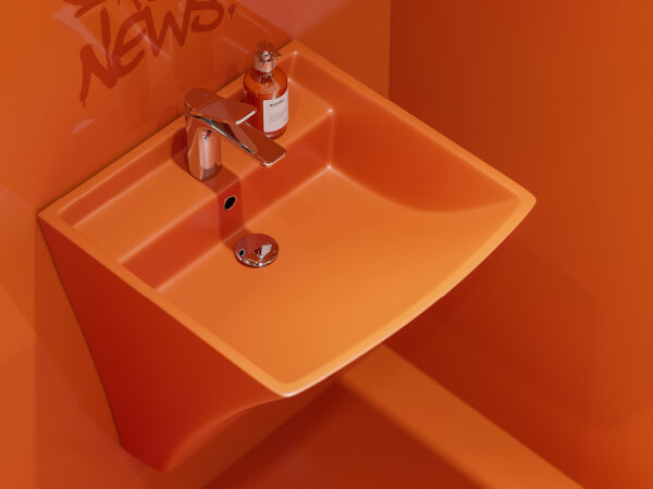 Waschbecken 50cm Monoblock 50 cm 495x500 mm Orange