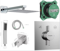 HANSGROHE DUO TURN E + Kreabad Duschset Regendusche 30cm,...
