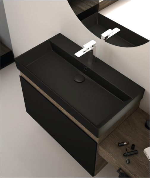 Waschbecken 60x45 Schwarz Matt Keramik Waschbecken