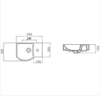 Gäste WC Badmöbel Waschtisch Set 45cm für Kleine Bäder Litos Hahnloch Rechts Anthrazit