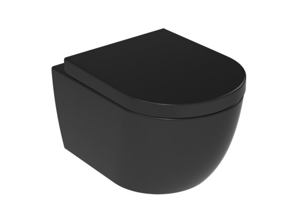 Taharet Dusch Wc Schwarz Matt Deep mit Wc Sitz Soft Close  54cm