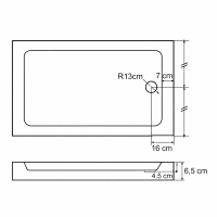 Duschwannen 120x70 Duschtasse aus hochwertigem Sanitär Acryl GFK Verstärkt 70x120 Markenware Kreabad Duschwannen ist extra Verstärkt