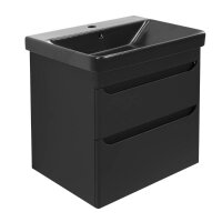 Badmöbel Unterschrank 60x45 Schwarz mit Keramik...