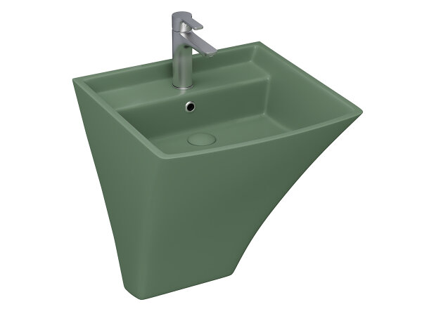 Monoblock Krea-Loop Waschbecken Vorwand Waschbecken Säule 49,5x50cm Grün Matt