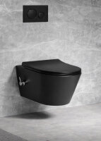 Taharet Dusch Wc kalt Anschluss,Schwarz matt mit Intergrierter Armatur mit Soft Close Wc sitz