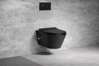 Taharet Dusch Wc kalt Anschluss,Schwarz matt mit Intergrierter Armatur mit Soft Close Wc sitz