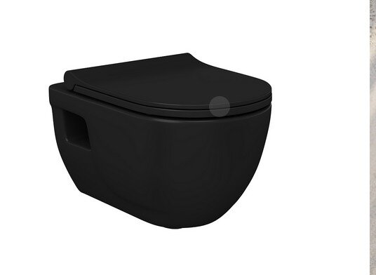 Taharet Duschwc Spülrandloses Hänge WC Matt Schwarz Black WC Toilette , Softclose Deckel