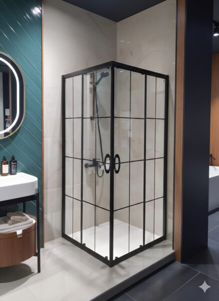 Duschkabine 90x90cm Eckdusche Schiebetür Höhe 190cm Blackline Bocchi