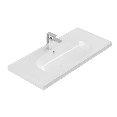 Waschtisch Waschbecken 100 cm Wandmontage möglich und Einbau Waschbecken für Badmöbel
