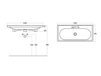 Waschtisch Waschbecken 100 cm Wandmontage möglich und Einbau Waschbecken für Badmöbel