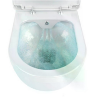 WC Spülrandlos Kurzform Wand Hänge WC Taharet Dusch-WC Toilette Softclose inkl . Armatur warm+kalt Anschluss 49 cm Kurzform Bidet-funktion Kreabad