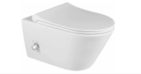 WC Spülrandlos Kurzform Wand Hänge WC Taharet Dusch-WC Toilette Softclose inkl . Armatur warm+kalt Anschluss 49 cm Kurzform Bidet-funktion Kreabad