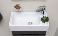 Kreabad Design Wandhänge Keramik Waschbecken 50x26 für kleine Bäder Gäste Wc