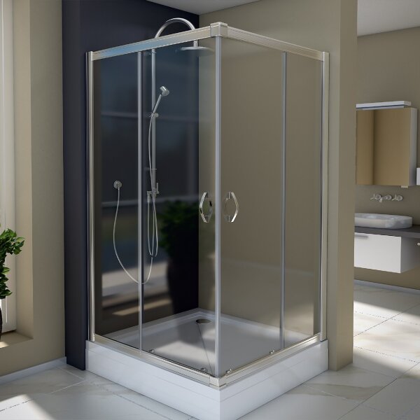 Duschkabine Eckenstieg Eck Duschabtrennung Eckdusche 70x70x190cm 6mm Glas Eckduschkabine