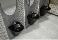 Monoblock Waschbecken 480x525 mm in Schwarz glänzend aus Hochwertigem Sanitär Keramik