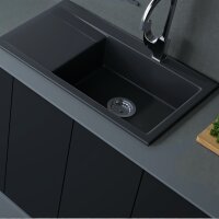 Keramik Küchenspüle 86x51cm Schwarz Matt...