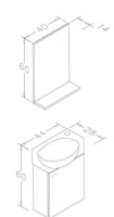 Gäste-Badmöbel-Set Kreariva Kleiner Waschbecken 44 x 28 Waschtisch und Spiegel