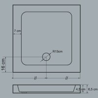 Duschwanne 90x90 Duschtasse Flach Höhe 6,5cm UB