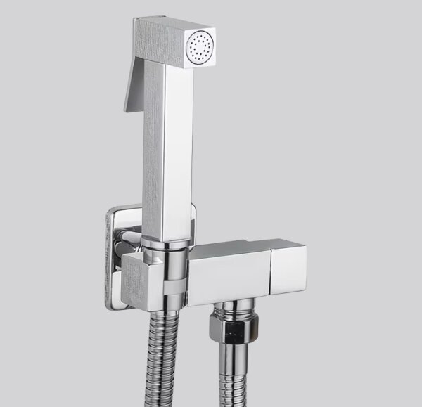Bidetbrauseset Bidet 1jet mit Absperrventil + Brausehalter und Brauseschlauch Chrom